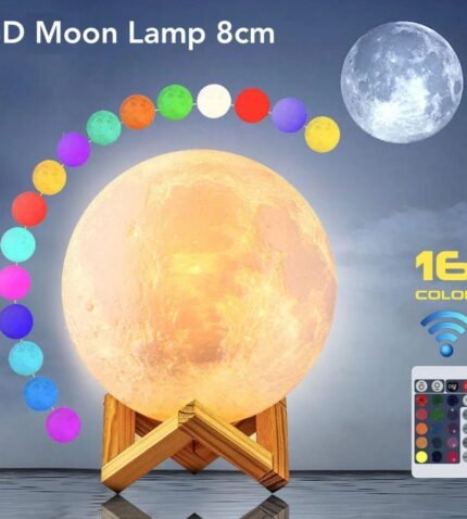 Rechargeable 3D Moon Lamp With Remote 8cm