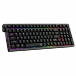 ASUS ROG Strix Morph 96 ROG NX V2 Mechanical Switch Wireless Gaming Keyboard ASUS ROG Strix Morph 96 ROG NX V2 Mechanical Switch Wireless Gaming Keyboard is a compact 96% keyboard suitable for gamers, creators, and keyboard fans looking for performance and customization options. ASUS ROG Strix Morph 96's modular construction enables users to easily disassemble and assemble the components like the positioning plate, silicone foam, and switches. This compact keyboard includes hot-swappable ROG NX V2 Snow and Storm mechanical switches that offer seamless keystrokes, reliable performance, and quieter typing. A south-mounted PCB allows compatibility with various custom keycap profiles and enhances the visibility of the RGB lighting. Thanks to the gasket mount, silicone foam, and silicone pad, there is a decreased level of vibrations and noise, resulting in a soft and comfortable typing experience. This keyboard supports tri-mode connectivity that includes Bluetooth, 2.4 GHz wireless connectivity with ROG SpeedNova technology, and USB connection. In Bluetooth mode, the keyboard can connect to up to three devices, and in 2.4 GHz mode, you have access to lag-free wireless operation and up to 500+ hours of usage time when RGB is off. With the help of the ROG Omni Receiver, you can use up to two compatible keyboards and mice on a single USB receiver. The keyboard comes with robust ROG doubleshot ABS keycaps, a CNC-machined aluminum top cover, and a translucent polycarbonate positioning plate featuring two side light bars to ensure consistent RGB lighting. It also includes three additional translucent keycaps for further personalization.
